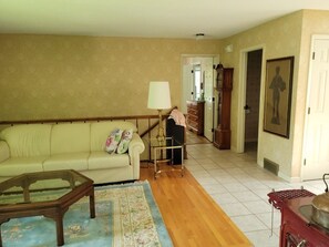 TV, fireplace, DVD player, books