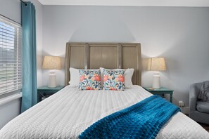 4 bedrooms, desk, iron/ironing board, travel cot