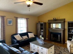 Smart TV, fireplace, video games, ping pong