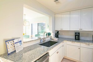 Fridge, microwave, dishwasher, coffee/tea maker