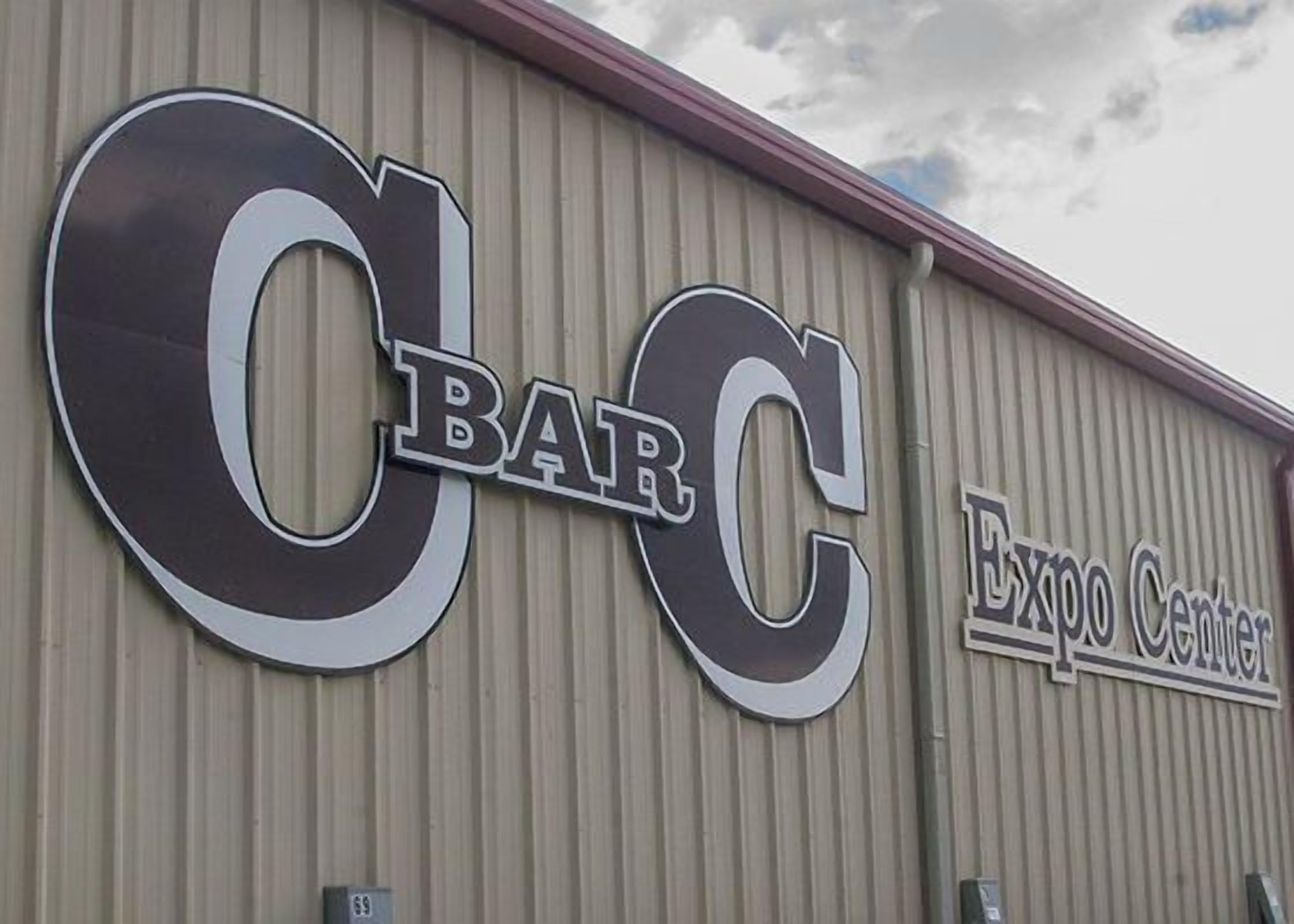 A building with large letters spelling "BARC" and "Expo Center" on its facade.