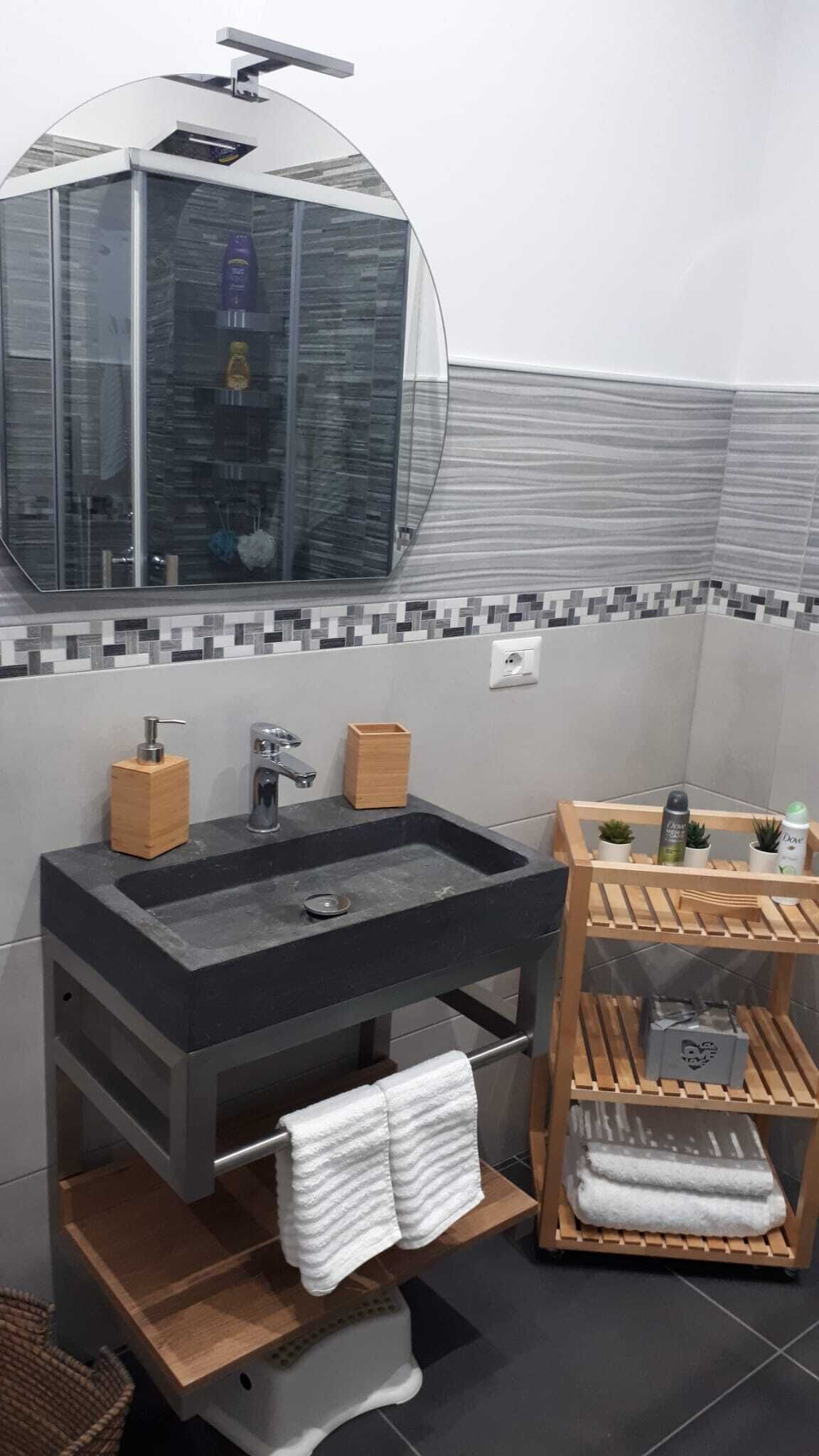 Hair dryer, towels, toilet paper