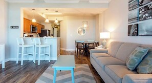 Smart TV, fireplace, video games, books