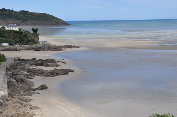 Plage à proximité, chaises longues, serviettes de plage