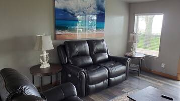 Smart TV, chimenea, reproductor de DVD, libros