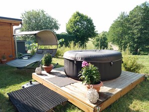 Terrace/patio - Blockbohlenhaus "steiner Lodge" (Steinen)