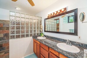 Shower, eco-friendly toiletries, hair dryer, bidet