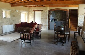 TV, fireplace, DVD player, table football