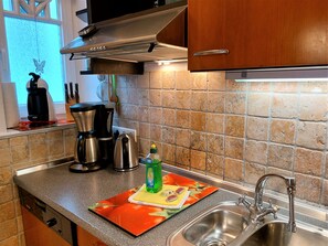 Fridge, microwave, oven, dishwasher