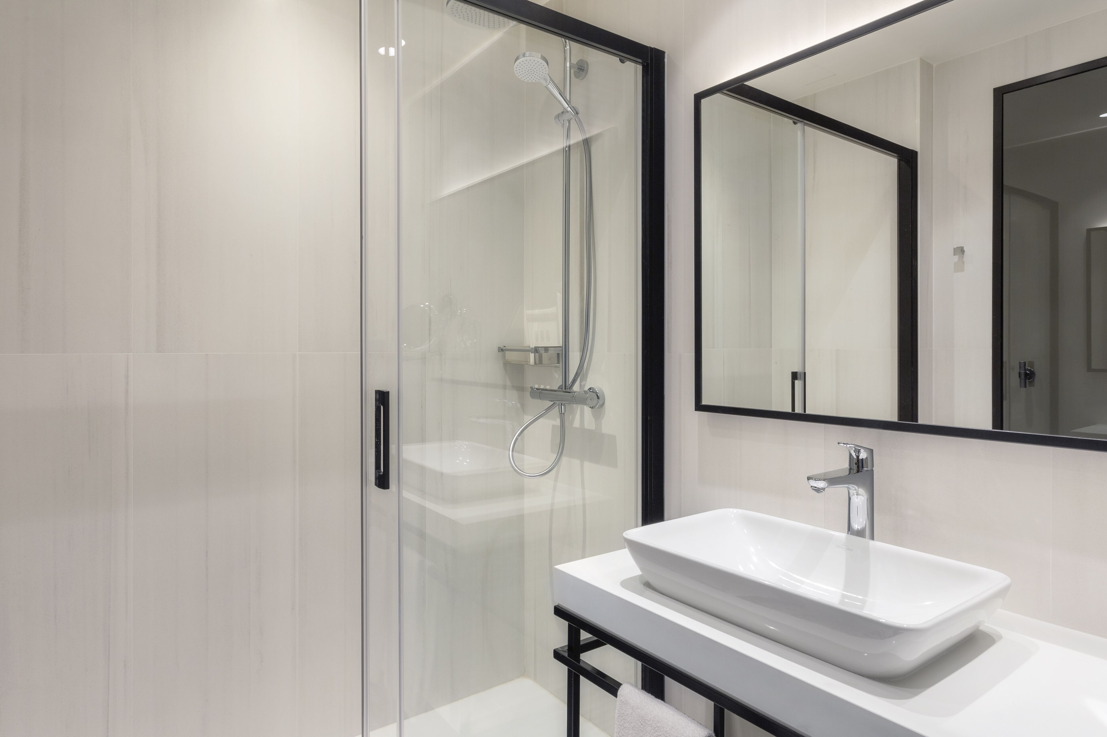 eco-friendly toiletries, hair dryer, towels, soap