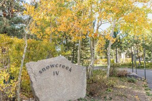 Surrounded by mature trees, Snow Creek IV offers a serene natural setting.