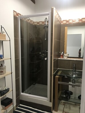 Secadora de cabello, toallas, papel de baño 