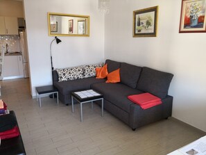 TV, DVD player, books, stereo