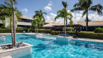 Outdoor pool, pool loungers