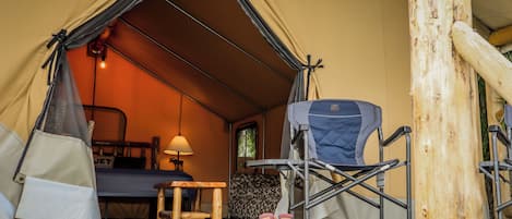 Basic Tent (Shared Bathroom, No Heat/AC) | Individually decorated, free WiFi, bed sheets