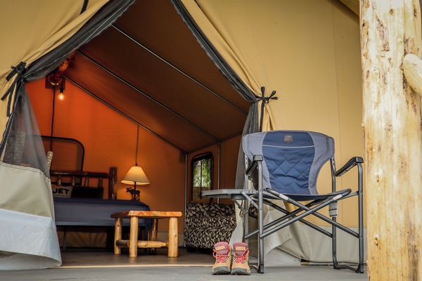 Basic Tent (Shared Bathroom, No Heat/AC) | Individually decorated, free WiFi, bed sheets