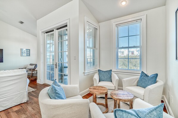 TV, DVD player, video library