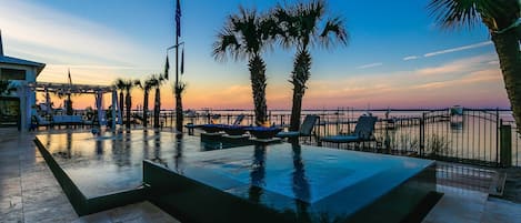 An infinity pool, a heated pool