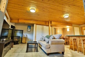 Televisión y chimenea