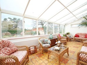 Smart TV, fireplace, DVD player, books