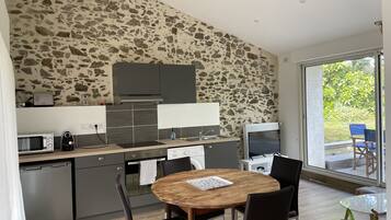 Een microgolfoven, een koffiezetapparaat/waterkoker