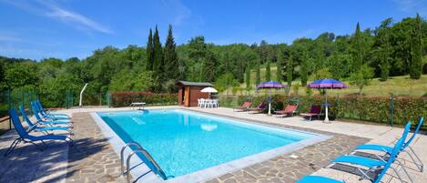 Family Villa, 4 Bedrooms, Fireplace, Mountainside (Casale Tigli) | Pool | Seasonal outdoor pool