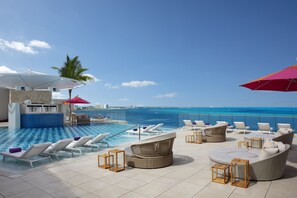 3 outdoor pools, open 8:00 AM to 8:00 PM, pool umbrellas, pool loungers - Breathless Cancun Soul Resort & Spa - Adults Only - All Inclusive (Cancun)
