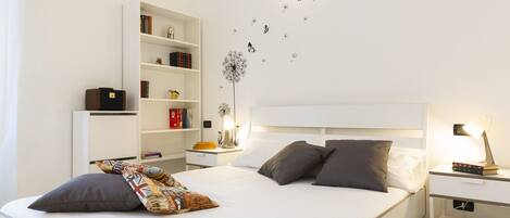 2 bedrooms, desk, laptop workspace, iron/ironing board