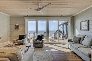 Smart TV, fireplace, DVD player, foosball