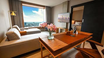 Presidential-Suite, 1 King-Bett | Hochwertige Bettwaren, Daunenbettdecken, Select-Comfort-Betten, Minibar