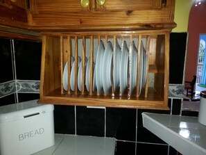 Family House | Private kitchen | Fridge, microwave, cookware/dishes/utensils, dining tables