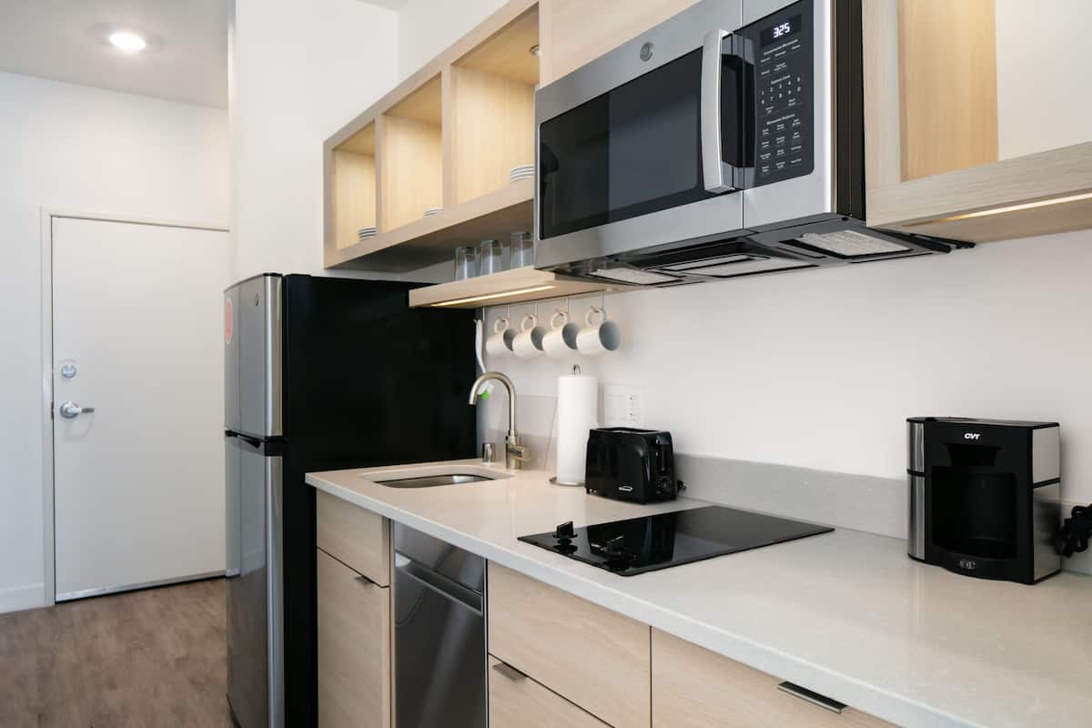 desk, laptop workspace, blackout curtains, soundproofing