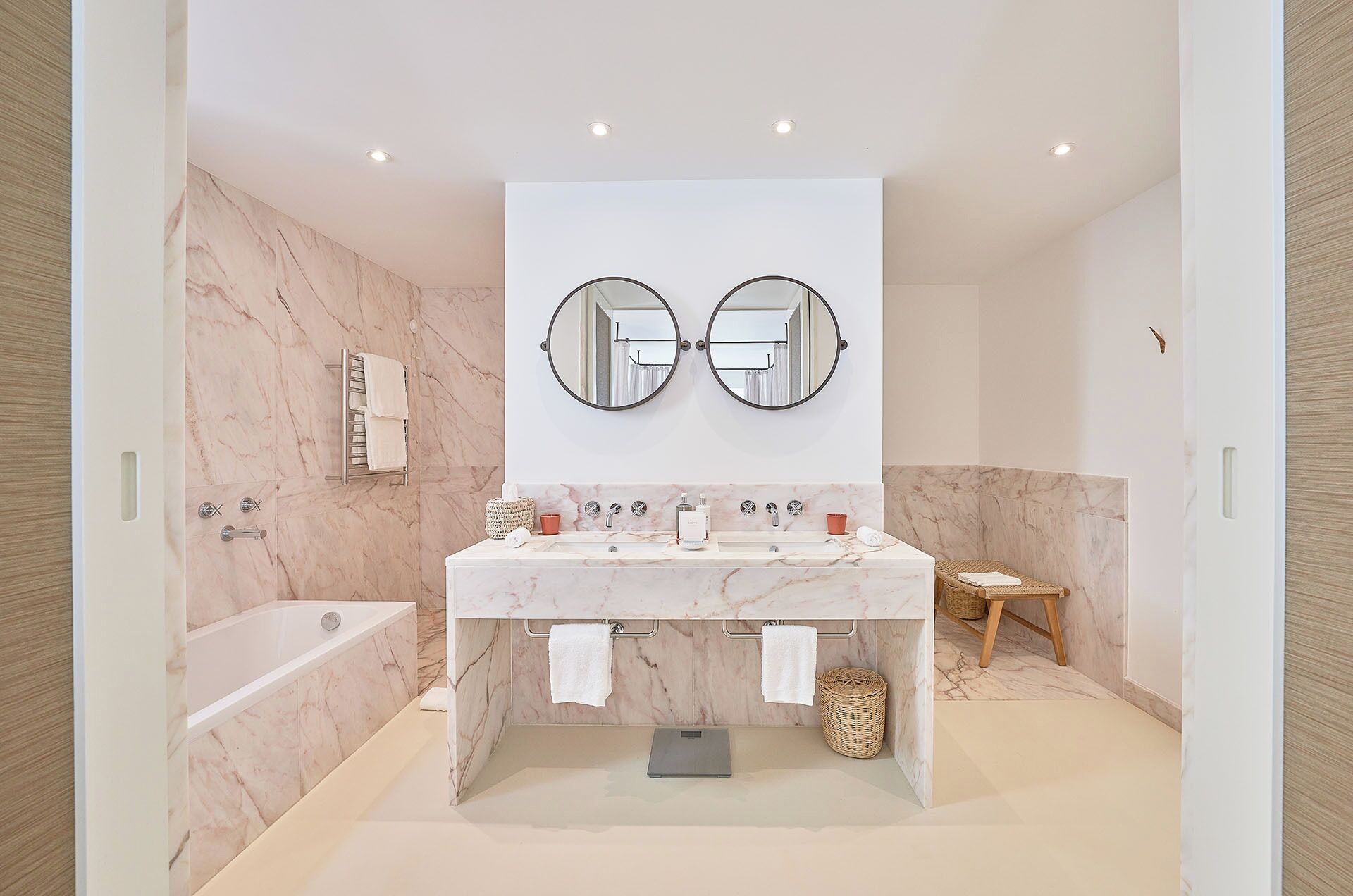 sky terrace premium suite | bathroom | separate bathtub and shower, rainfall showerhead, free toiletries