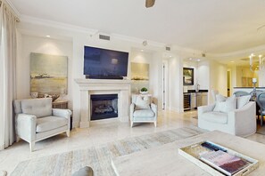 TV, fireplace, DVD player