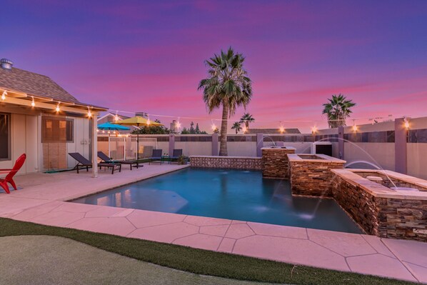 Piscine extérieure, piscine chauffée