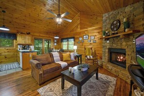 TV, fireplace, offices