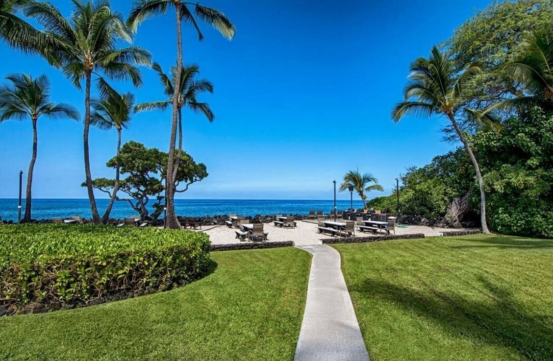 Waling to the BBQ and outdoor dinning Area