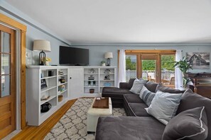 TV, fireplace, video games