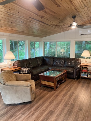 Televisión, chimenea y libros