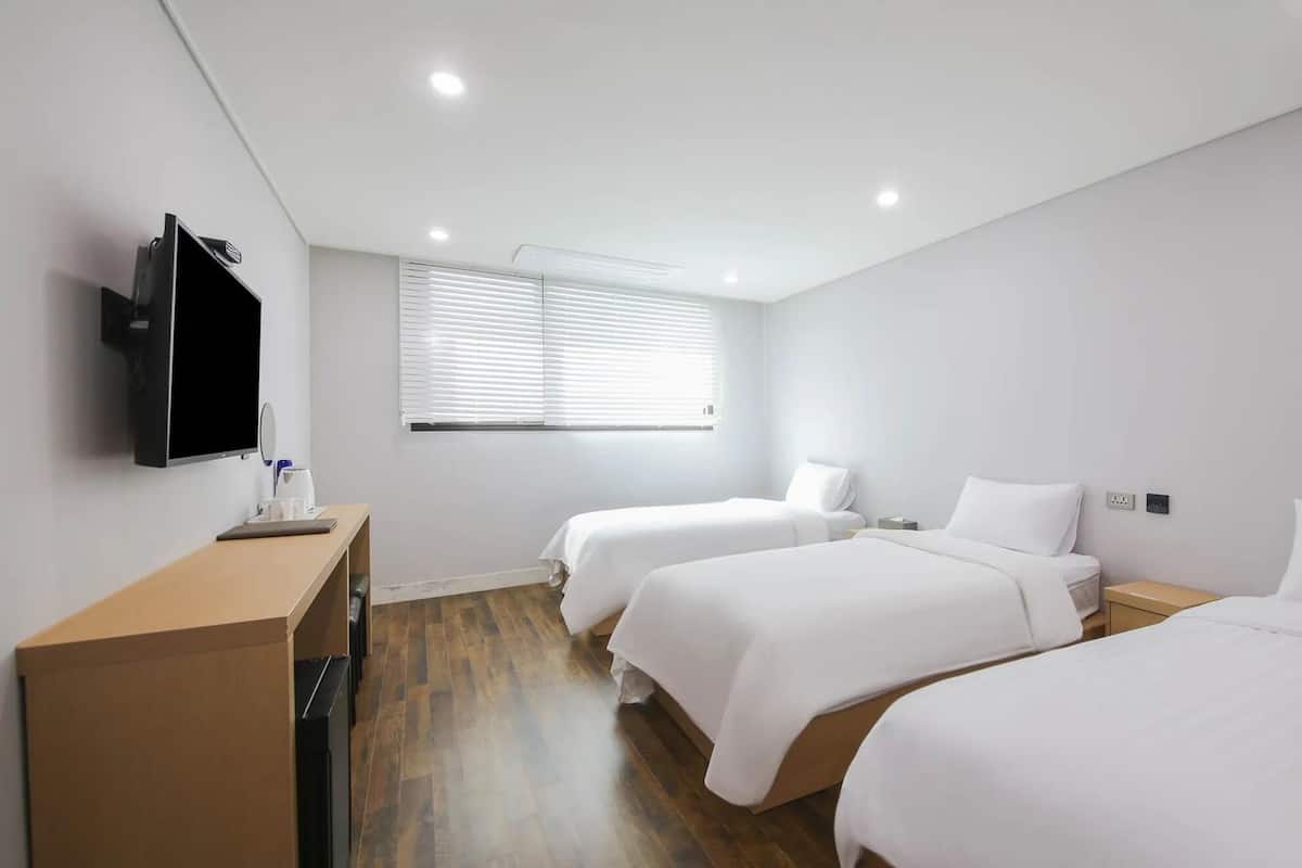ห้องทริปเปิล | ผ้านวมขนเป็ด, พื้นที่ทำงานแบบใช้แล็ปท็อป, Wi-Fi ฟรี, ผ้าปูที่นอน