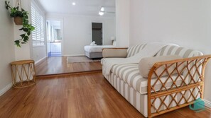 Smart TV, fireplace, table football