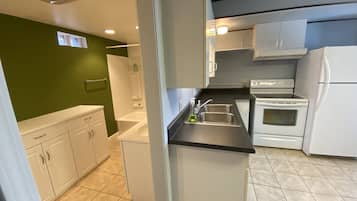 Microwave, oven, stovetop, cookware/dishes/utensils