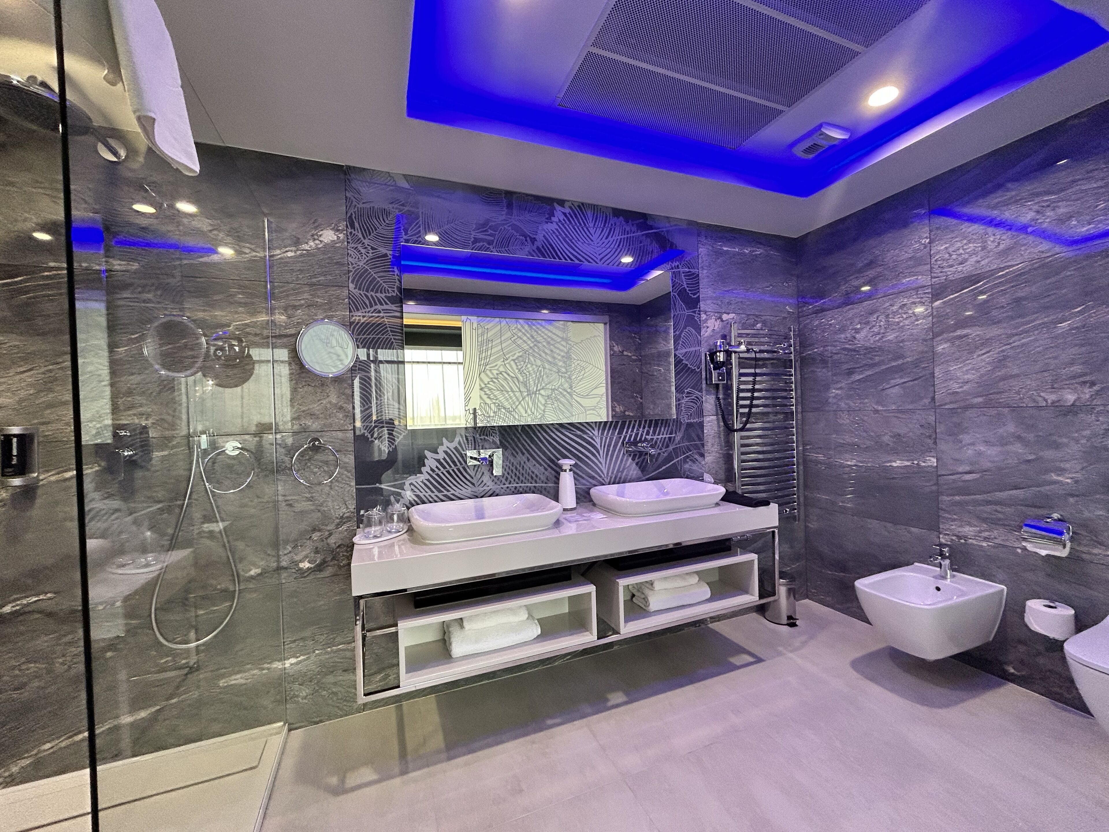 presidential suite, 2 bathrooms | bathroom | shower, eco-friendly toiletries, hair dryer, bathrobes
