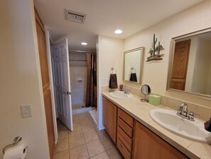 Shower, hair dryer, towels - Charming First Floor  with Mountain Views and across from Community Amenities (Tucson)