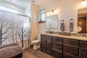 Bathtub, hair dryer, towels