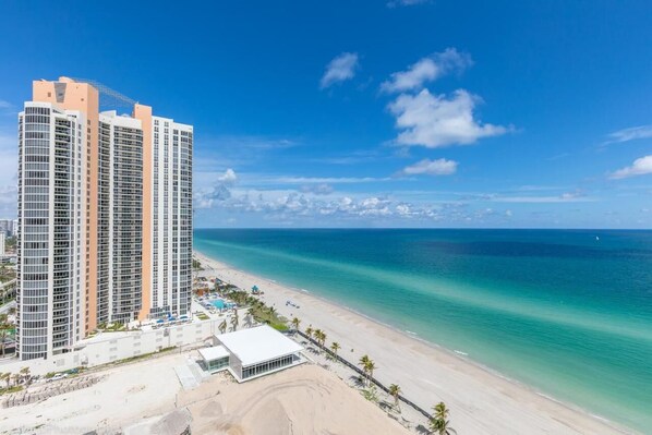 On the beach, sun-loungers, beach towels - Oceanview Apt at Marenas Resort, Sunny Isles Beach with Direct Beach Access!  (Sunny Isles Beach)