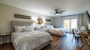 A bedroom with two beds, a desk, and a chair. - Scottsdale Kierland Oasis: Heated Pool, Golf & More (Scottsdale)
