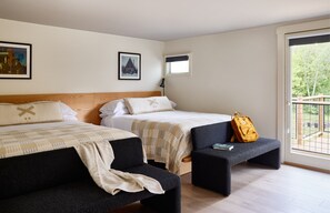 Deluxe Double Queen | Pillowtop beds, individually decorated, desk, blackout drapes - Tälta Lodge, A Bluebird by Lark (Stowe)