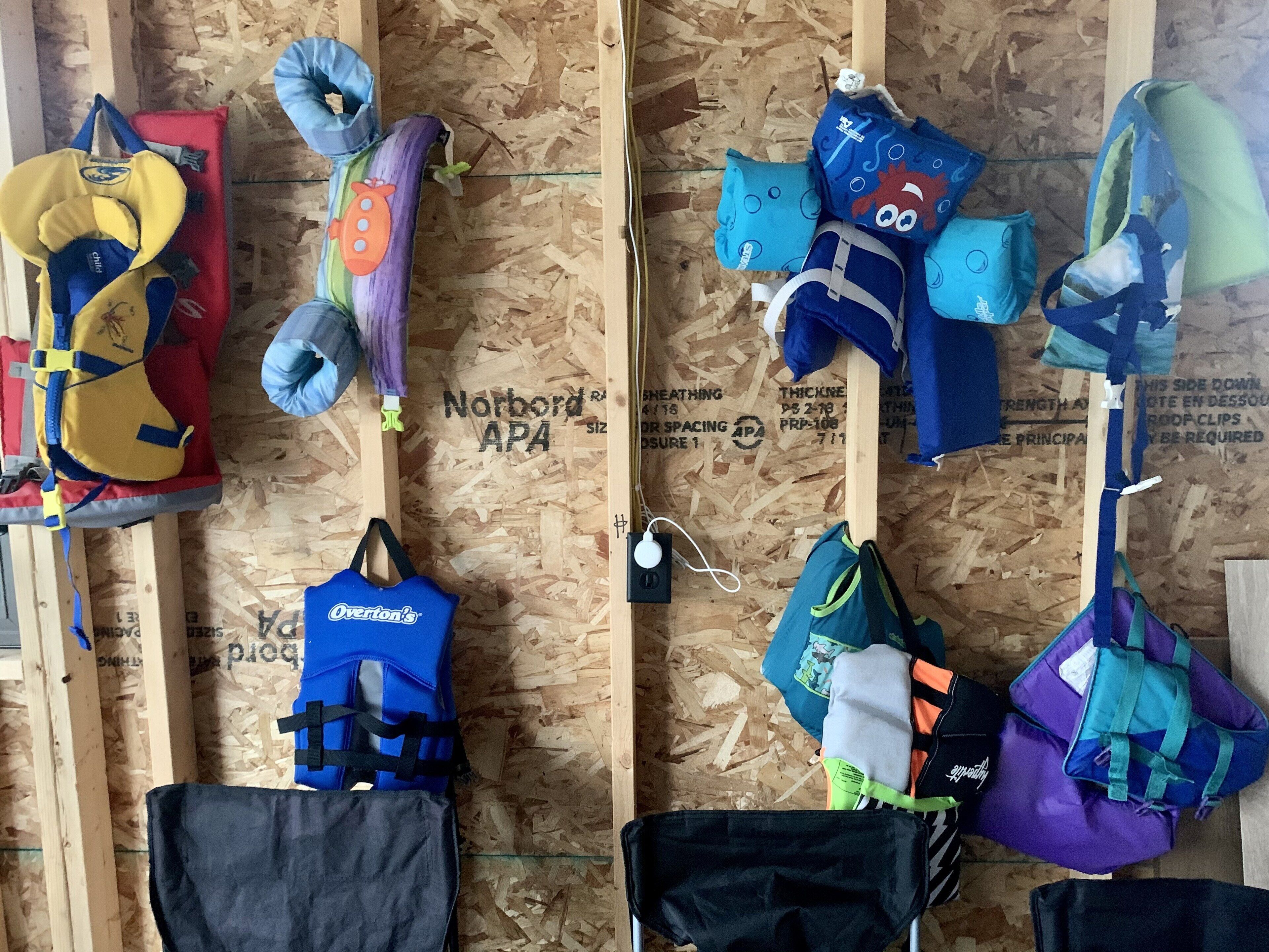 Tons of life jackets for kids and adults 
