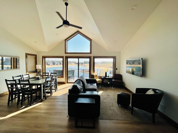 Smart TV, fireplace, video games, books